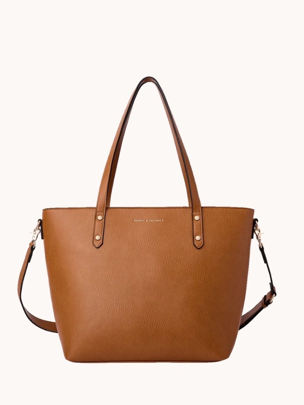Poppy & Peonies Cognac Tote Bag